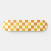 Oranges Weiß Gelbes Karomuster Design Skateboard (Horizontal)
