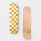 Oranges Weiß Gelbes Karomuster Design Skateboard (Vorderseite)