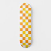 Oranges Weiß Gelbes Karomuster Design Skateboard (Vorderseite)
