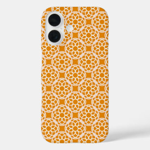 Oranges Weiß geometrisches nahtloses Muster iPhone 16 Hülle