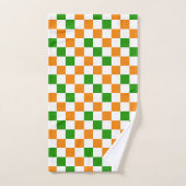 Oranges Weiß Grün Kariertes Musterdesign Badhandtuch Set (Handtuch)