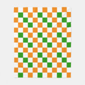 Oranges Weiß Grün Kariertes Musterdesign  Fleecedecke (Vorderseite)