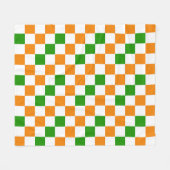 Oranges Weiß Grün Kariertes Musterdesign  Fleecedecke (Vorderseite (Horizontal))