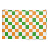 Oranges Weiß Grün Kariertes Musterdesign  Kissenbezug (Rückseite)