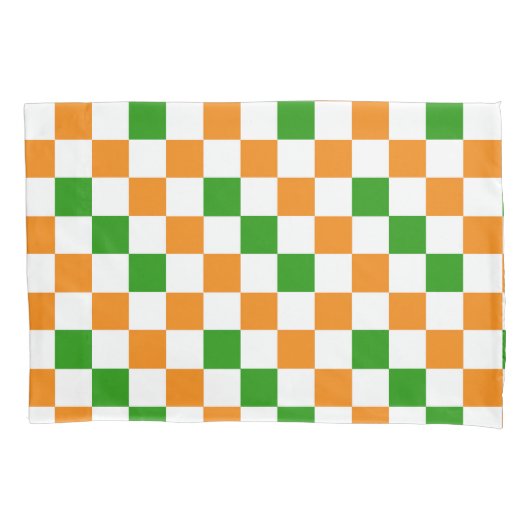 Oranges Weiß Grün Kariertes Musterdesign  Kissenbezug (Vorderseite)