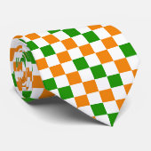 Oranges Weiß Grün Kariertes Musterdesign  Krawatte (Gerollt)