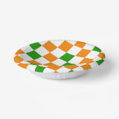 Oranges Weiß Grün Kariertes Musterdesign Pappteller (Gewinkelt)
