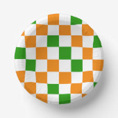 Oranges Weiß Grün Kariertes Musterdesign Pappteller (Vorderseite)