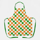Oranges Weiß Grün Kariertes Musterdesign  Schürze (Vorderseite)