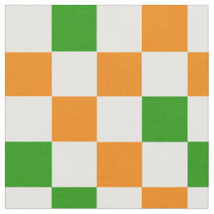 Oranges Weiß Grün Kariertes Musterdesign  Stoff