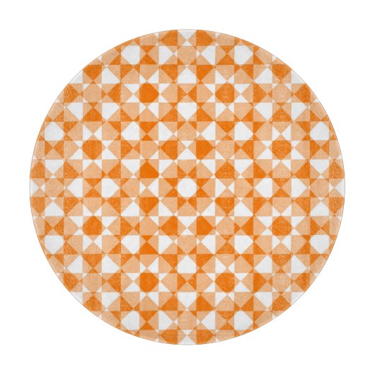 Oranges Weiß Karo Diamant Karomuster Schneidebrett (Vorderseite)