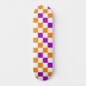 Oranges Weiß Lila Kariertes Musterdesign Skateboard (Vorderseite)