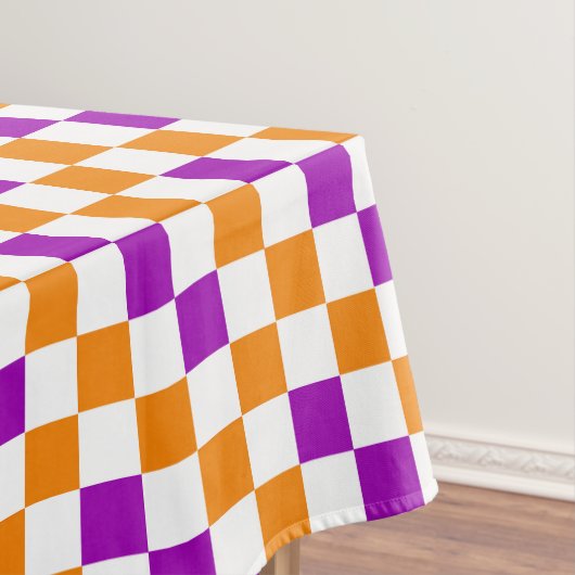 Oranges Weiß Lila Kariertes Musterdesign Tischdecke (Beispiel)