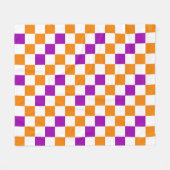 Oranges Weiß Lila Karomuster Design  Fleecedecke (Vorderseite (Horizontal))
