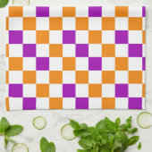 Oranges Weiß Lila Karomuster Design  Geschirrtuch (Gefaltet)