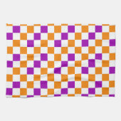 Oranges Weiß Lila Karomuster Design  Geschirrtuch (Horizontal)