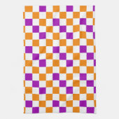 Oranges Weiß Lila Karomuster Design  Geschirrtuch (Vertikal)