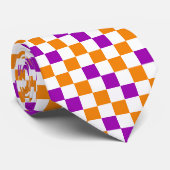 Oranges Weiß Lila Karomuster Design  Krawatte (Gerollt)