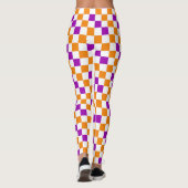 Oranges Weiß Lila Karomuster Design  Leggings (Rückseite)