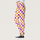 Oranges Weiß Lila Karomuster Design  Leggings (Links)