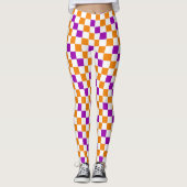 Oranges Weiß Lila Karomuster Design  Leggings (Vorderseite)