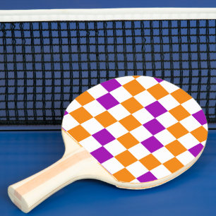 Oranges Weiß Lila Karomuster Design  Tischtennis Schläger