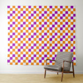 Oranges Weiß Lila Karomuster Design Wandteppich (Beispiel (Horizontal))