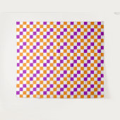 Oranges Weiß Lila Karomuster Design Wandteppich (Vorderseite (Horizontal))