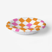 Oranges Weiß-Rosa Karomuster-Design  Pappteller (Gewinkelt)