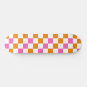 Oranges Weiß-Rosa Karomuster Design Skateboard (Horizontal)