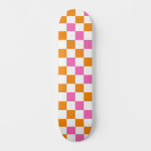 Oranges Weiß-Rosa Karomuster Design Skateboard (Vorderseite)
