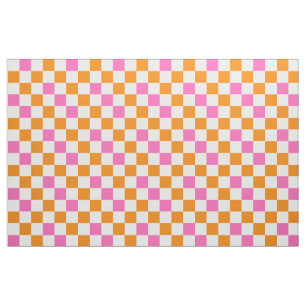 Oranges Weiß-Rosa Karomuster Design Stoff