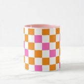 Oranges Weiß-Rosa Karomuster-Design  Tasse (Zentrum)