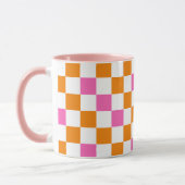 Oranges Weiß-Rosa Karomuster-Design  Tasse (Links)