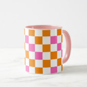 Oranges Weiß-Rosa Karomuster-Design  Tasse (VorderseiteRechts)