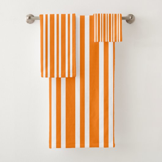 Oranges Weiß Streifen Muster Badhandtuch Set (Insitu)
