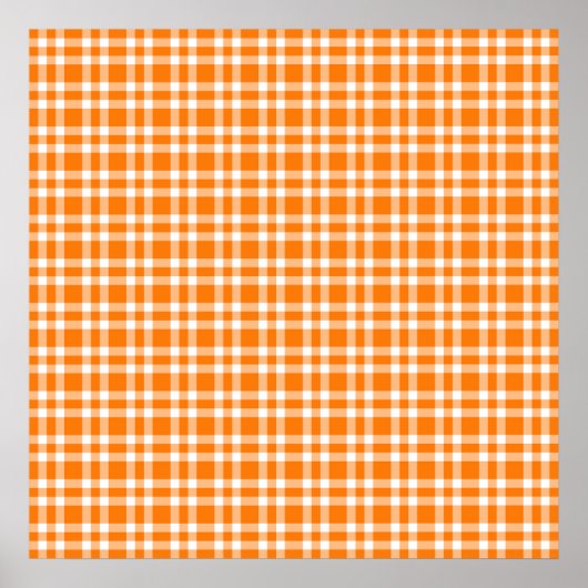 Oranges Weißes Karomuster Poster (Vorne)