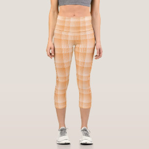 Oranges Weißes Schachbrett Abstract Muster Capri Leggings