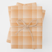 Oranges Weißes Schachbrett Abstract Muster Geschenkpapier Set (Beispiel)