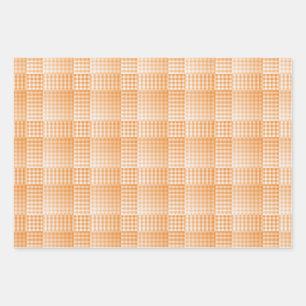 Oranges Weißes Schachbrett Abstract Muster Geschenkpapier Set