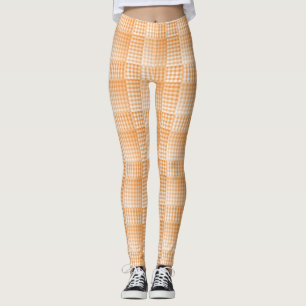 Oranges Weißes Schachbrett Abstract Muster Leggings