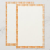 Oranges Weißes Schachbrett Abstract Pattern Briefpapier (Vorne/Hinten)