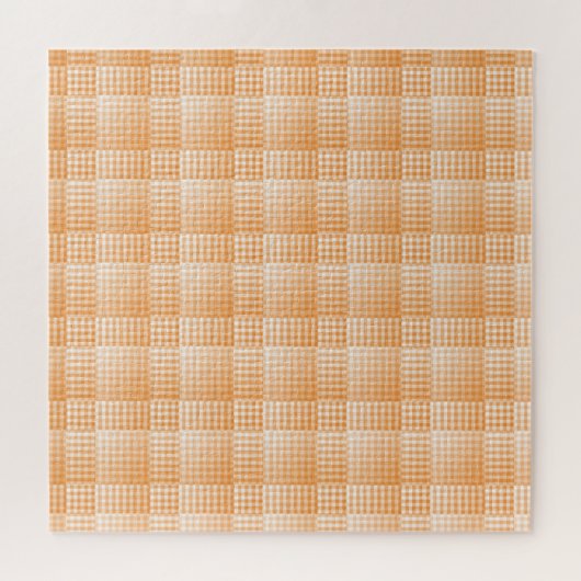 Oranges Weißes Schachbrett Abstract Pattern Puzzle (Horizontal)