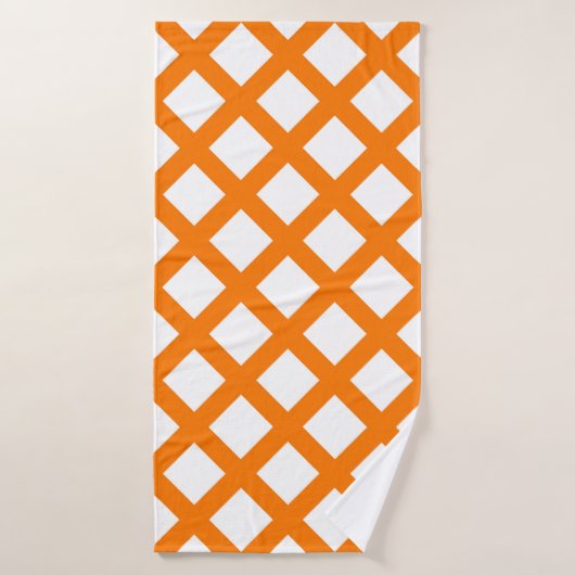 Oranges Weißes Schachbrett-Diamantmuster Badehandtuch (Badehandtuch)