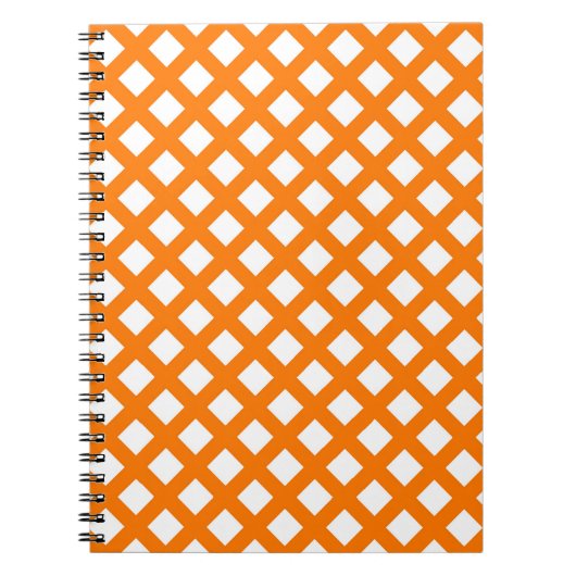 Oranges Weißes Schachbrett-Diamantmuster Notizblock (Vorderseite)