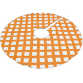 Oranges Weißes Schachbrett-Diamantmuster Polyester Weihnachtsbaumdecke (Schrägansicht)