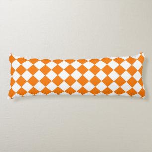 Oranges Weißes Schachbrett-Diamantmuster Seitenschläferkissen