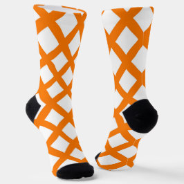 Oranges Weißes Schachbrett-Diamantmuster Socken