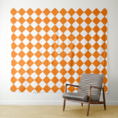 Oranges Weißes Schachbrett-Diamantmuster Wandteppich (Beispiel (Horizontal))