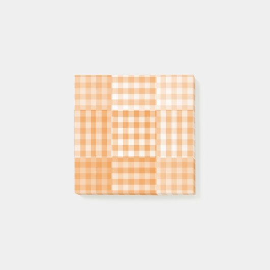 Oranges Weißes Schachbrett-Patchwork-Muster Post-it Klebezettel (Vorderseite)
